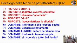 Decalogo delle tecniche per le risposte ai QUIZ [upl. by Nairadas879]