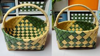 How to craft rattan basket with handle diy diybasket handmade [upl. by Greenquist633]