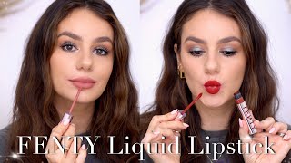 FENTY ICON VELVET LIQUID LIPSTICK Swatching all 5 SHADES  Application  Review  Tania B Wells [upl. by Bertie]