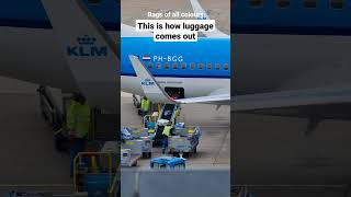 KLM baggage handling luggage 🧳in KLM Boeing 737 flight ✈️ klm bag aviation b737 [upl. by Hilten757]