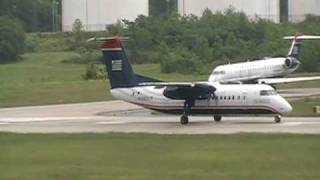 US Airways Express Dash 8300 Twin Turbo Prop taking off Charlotte Douglas Intl Airport [upl. by Jasper]