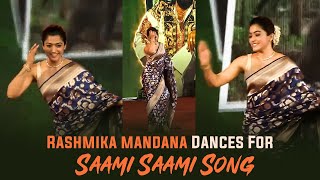 Rashmika Mandanna Dances For Saami Saami Song  Pushpa MASSive Success Party  Shreyas Media [upl. by Suhsoj906]