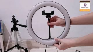 unboxing ring light 26cm  tripod 3110 tutorial cara menggunakan ring light selfie racun tiktok [upl. by Lipp]