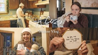 A Cozy Winter Vlog  chai hot chocolate recipe  embroidery project  baking  a little yarn haul [upl. by Nagel]