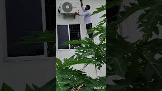 Hitachi AC hot🔥 and cool🥶installation viralshot youtubeshorts airconditioner hard work [upl. by Yadahs]