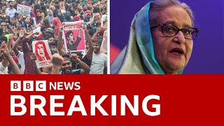 Bangladesh PM resigns and flees country as protesters storm palace  BBC News [upl. by Venice]