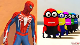 GTA 5 Crazy Ragdolls RED SPIDERMAN VS YELLOW MINION VS RED MINION Euphoria Physics and Funny Fails [upl. by Atikan]