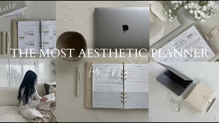 the MOST AESTHETIC planner for 2024  walkthru  neutral  clean girl aesthetic [upl. by Irrabaj]