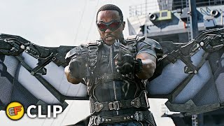 Falcon vs Bucky  Helicarrier Fight  Captain America The Winter Soldier 2014 Movie Clip HD 4K [upl. by Gypsie861]