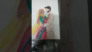 Romantic couple painting art painting viral painting realface portrait love [upl. by Amrac]