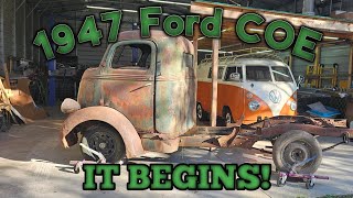 1947 Ford COE Chassis swapIt Begins [upl. by Giza]