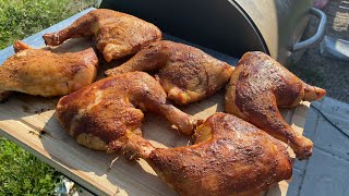 Smoked chicken quarters on a pellet grill  Z Grills [upl. by Cacilie]