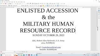 ENLISTED ACCESSION amp the MILITARY HUMAN RESOURCE RECORDS [upl. by Eded]