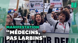 Grève des médecins  les généralistes manifestent pour la consultation à 50 euros [upl. by Daughtry]