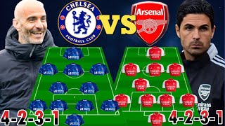 DERBY New CHELSEA Vs ARSENAL Potential Line up in EPL Mikel Arteta 4231 Vs Enzo Maresca 4231 [upl. by Ayikin]