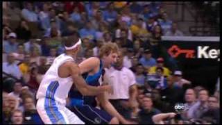 Kenyon Martin flagrant foul on Dirk Nowitzki 09 POs 2nd Round Game 1 [upl. by Herstein617]