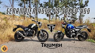 Triumph Scrambler 400X VS Speed 400  Which one is for you [upl. by Akcimehs]