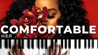 How To Play quotCOMFORTABLEquot By HER  Piano Tutorial RampB Soul [upl. by Aiset]