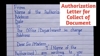 How to Write Authorization Letter for Collect Document  Authorization Letter Sample  Write amp Make [upl. by Lissner]