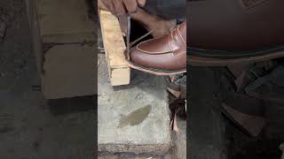 Making traditional handmade shoe asmr leathercraft traditional shoemaking cuttingskills usa [upl. by Lertram]