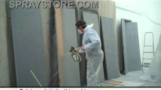 Spraystore demonstration of HVLP spraying doors [upl. by Brucie863]