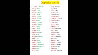 Opposite Words in EnglishAntonyms and Synonyms words Opposite Words [upl. by Onek]