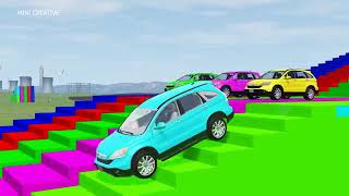 Double Flatbed Trailer Truck vs Speedbumps Train vs Cars BeamngDrive3 [upl. by Cutcliffe]