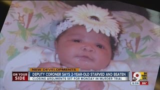 Jury sees photos of beaten starved 2yearold Glenara Bates during fathers murder trial [upl. by Aihtekal]