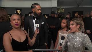 Nipsey Hussle Red Carpet Interview  2019 GRAMMYs [upl. by Retsila]