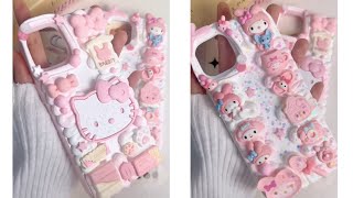 ASMR Making Cute DIY Phone Cases  Decoden Sanrio and Hello Kitty Phone Case 💜🩷✨✨ [upl. by Kristianson]