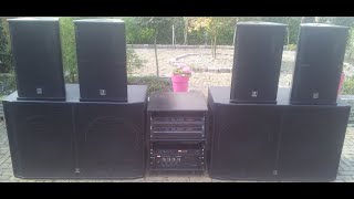 Audiophony Bass Reflex sub Cb218 dual 18 inch and 4× E12 tops PA Setup PA Speaker test [upl. by Aznarepse21]