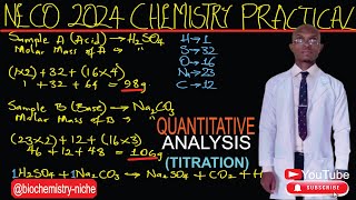 NECO 2024  CHEMISTRY PRACTICAL  QUATITATIVE ANALYSIS TITRATION with Solved Examples [upl. by Legin]