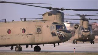 Five CH47F Chinooks Take Off From Cleveland [upl. by Oinota795]