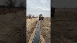 So smoothly and skillfully workers embed the pipe fltting Excavator Pipeline Installation stress [upl. by Vharat]