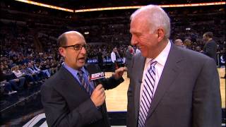 Gregg Popovich Hugs Jeff Van Gundy During Interview [upl. by Akirehs]