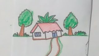 Easy scenery drawing for kids [upl. by Onivag]