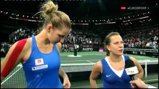 Karolina Pliskova amp Barbora Strycova Interview FINAL HD Fed CUP Prague 2015 [upl. by Adaj893]