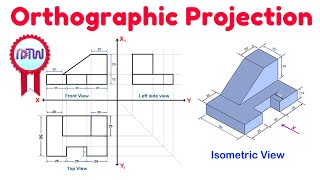 Orthographic Projection from isometric view in Engineering drawing [upl. by Yelkrab]