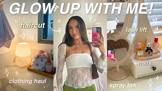 GLOW UP WITH ME FOR 2024 🎀 haircut spray tan nails lash lift clothing haul etc [upl. by Anilec]