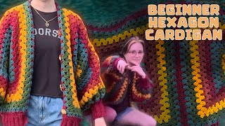 Beginner HEXAGON CARDIGAN TUTORIAL kind of [upl. by Lleinnad]