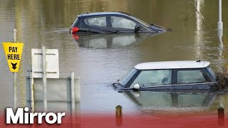 Heavy rain causes flood warnings and disruption around UK [upl. by Gosser]