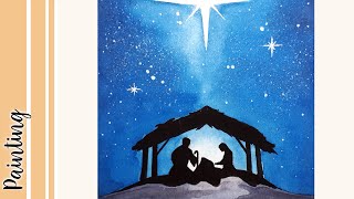 THE NATIVITY SCENE SILHOUETTE Watercolor Christmas Card [upl. by Belanger]