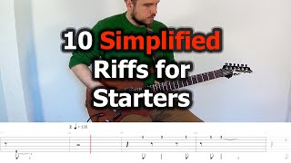 10 SIMPLIFIED Guitar Riffs for Beginners amp Starters with Tabs [upl. by Marybeth]