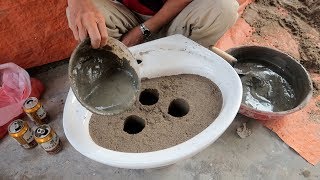 DIY Ideas Cement Step By Step  Design A Plant Pot From Washstand And Cement At Home [upl. by Keith919]