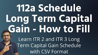 How to Fill Schedule 112A For Long Term Capital Gain  112a CSV Format in ITR 2 amp ITR 3 New Portal [upl. by Rozalin542]