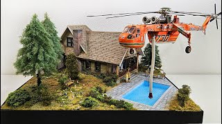 Kanada Blockhouse Diorama 135 with Flying Sikorsky Skycrane S64 Helicopter [upl. by Odnavres]