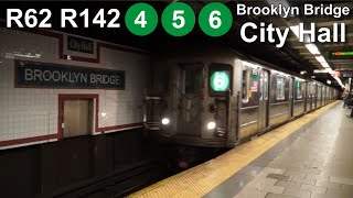 NYC MTA R62 R142 Brooklyn Bridge City Hall Subway Action [upl. by Boycie]