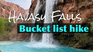 Hiking to Havasu Falls Grand Canyon Bucketlist trip The bluegreen waterfalls are majestic [upl. by Ayerf270]