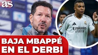 SIMEONE HABLA sobre la BAJA de MBAPPÉ para el ATLÉTICO VS REAL MADRID [upl. by Webber488]