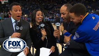 Stephen Curry videobombs dad during pregame [upl. by Lehsreh]